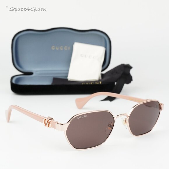Gucci Women Sunglasses Gold Pink Violet Geometric GG1593S 003 BRAND NEW - Picture 1 of 10